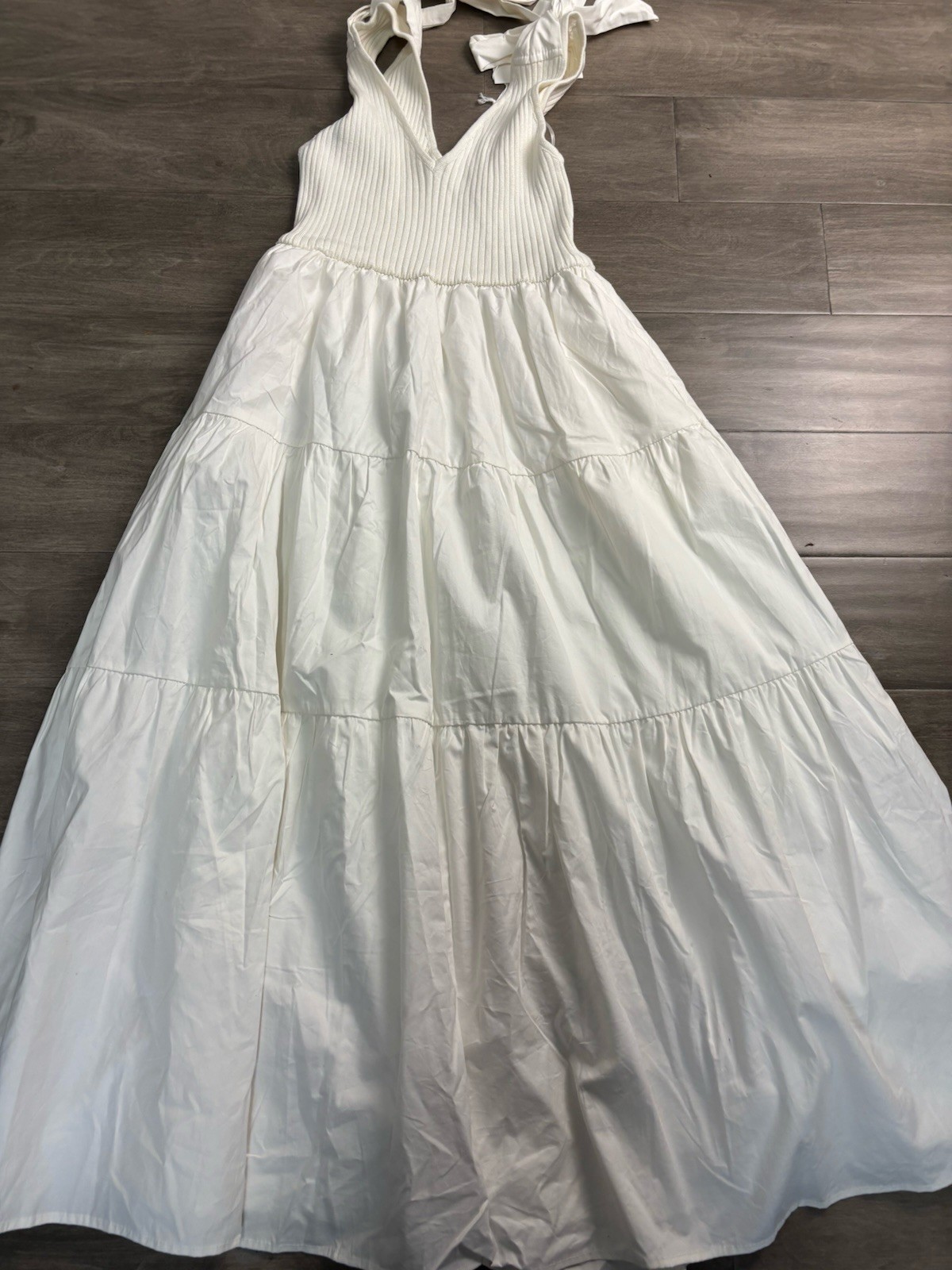 NWT Sofie The Label Sienna Rib Knit Tiered Midi Dress Sz S Off White