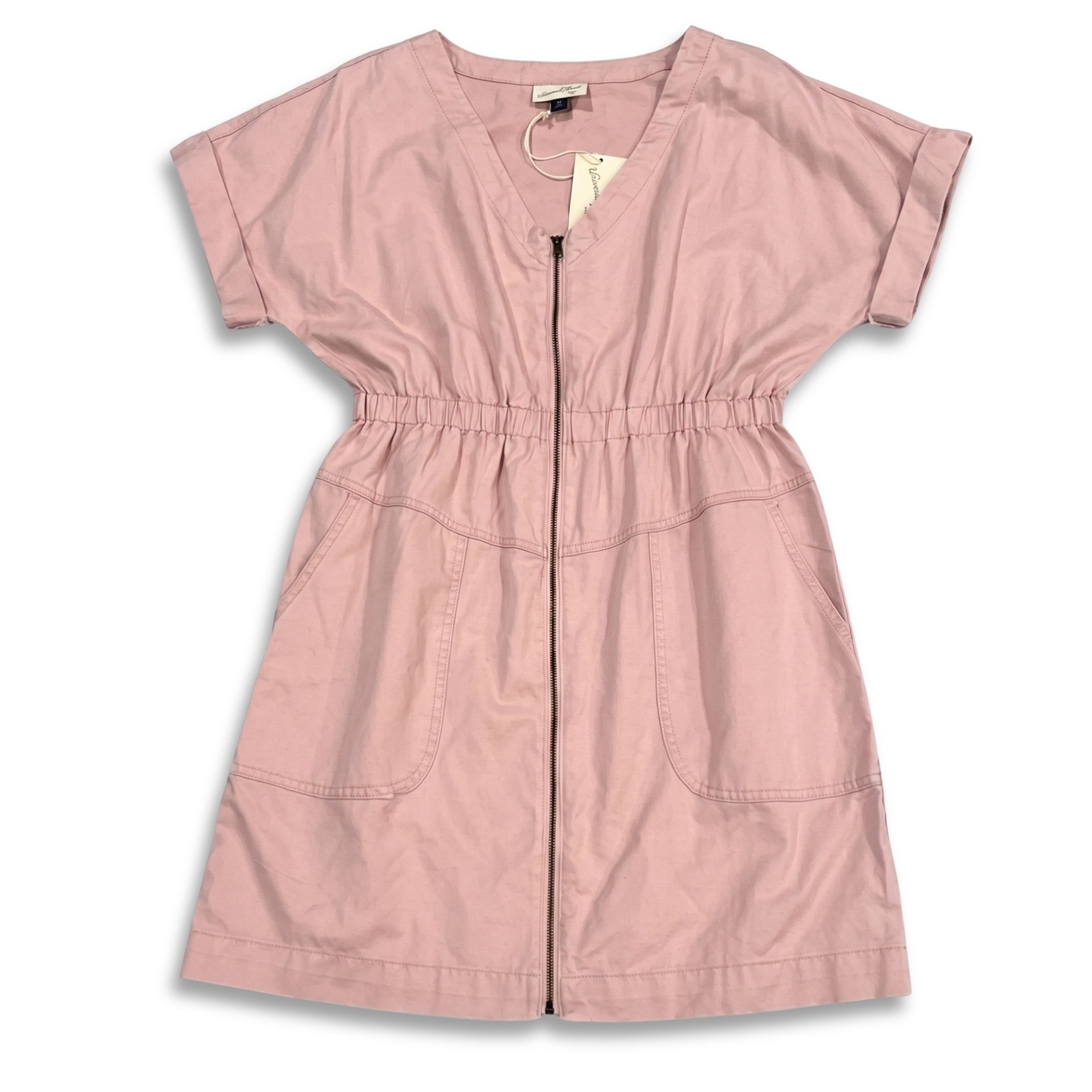 Universal Thread Zip Front Utility Mini Dress Womens XS Dusty Rose Cotton NWT