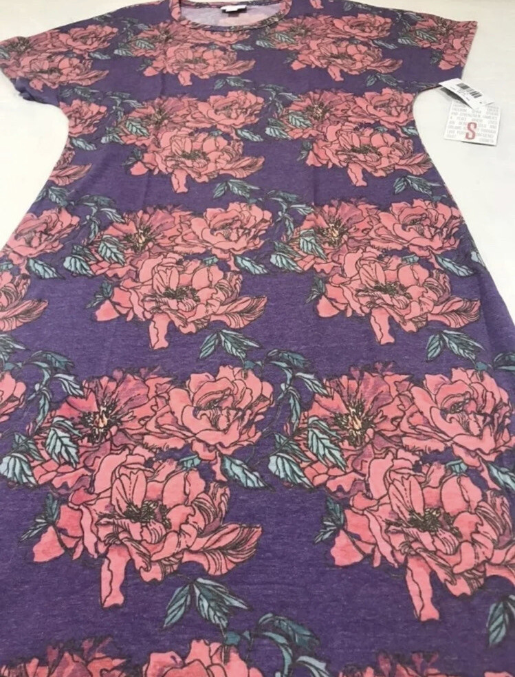 Lularoe Maria Dress Maxi Purple/Pink Blush Roses Red XS 2/4 Unicorn 🦄 New Rare