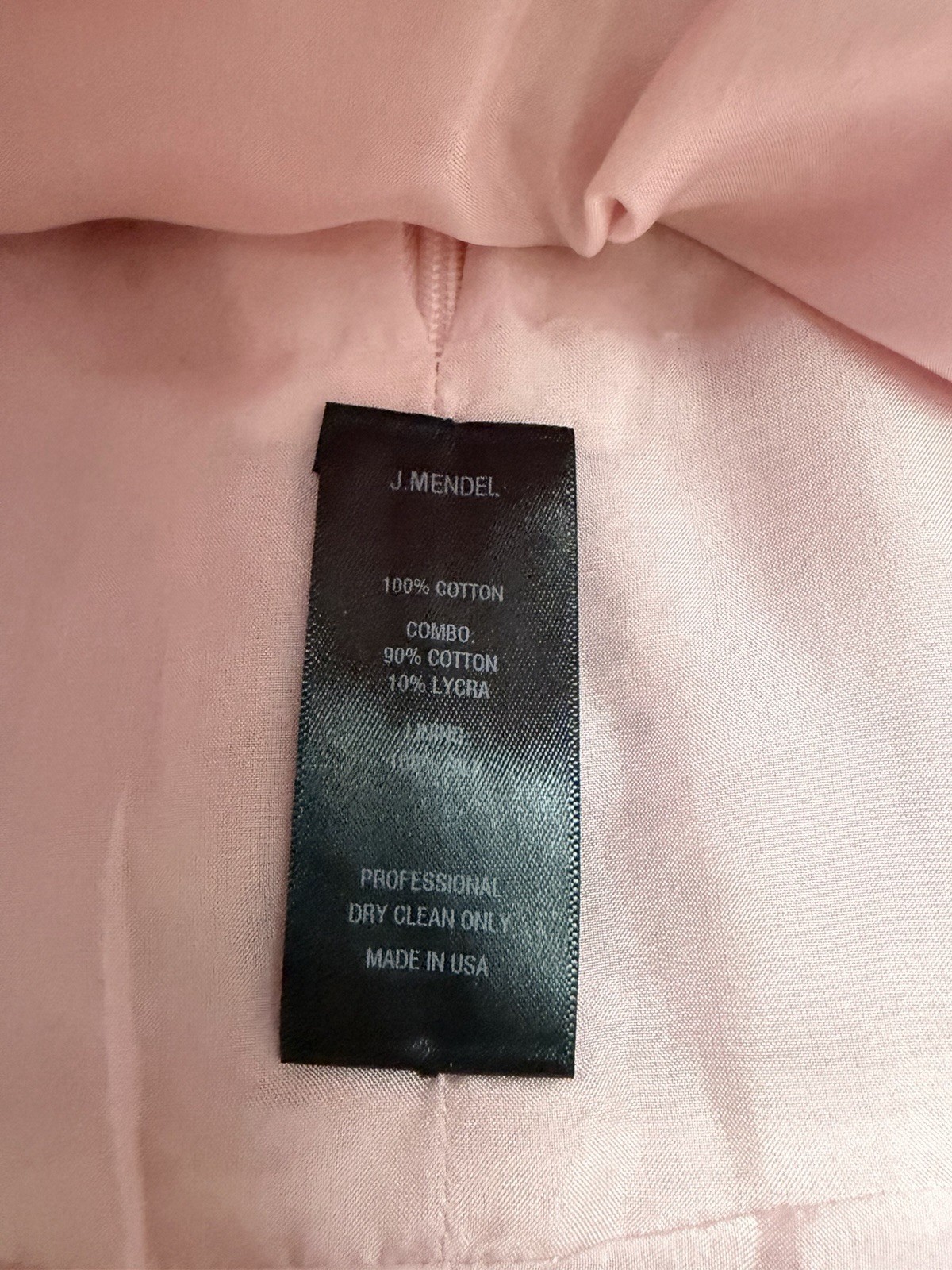 J. Mendel Pink V-Neck Eyelet Stretch Cotton/Lycra Knee Dress Sz 6 R142D29