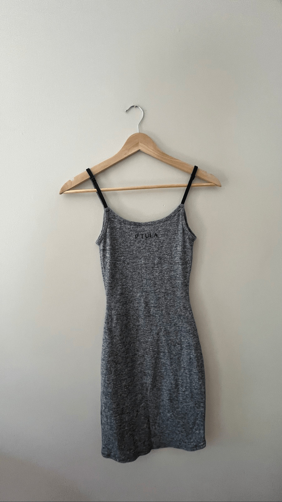 NWT P’tula Gray Marled Mini Dress – XXS – Bodycon Athleisure Spaghetti Strap