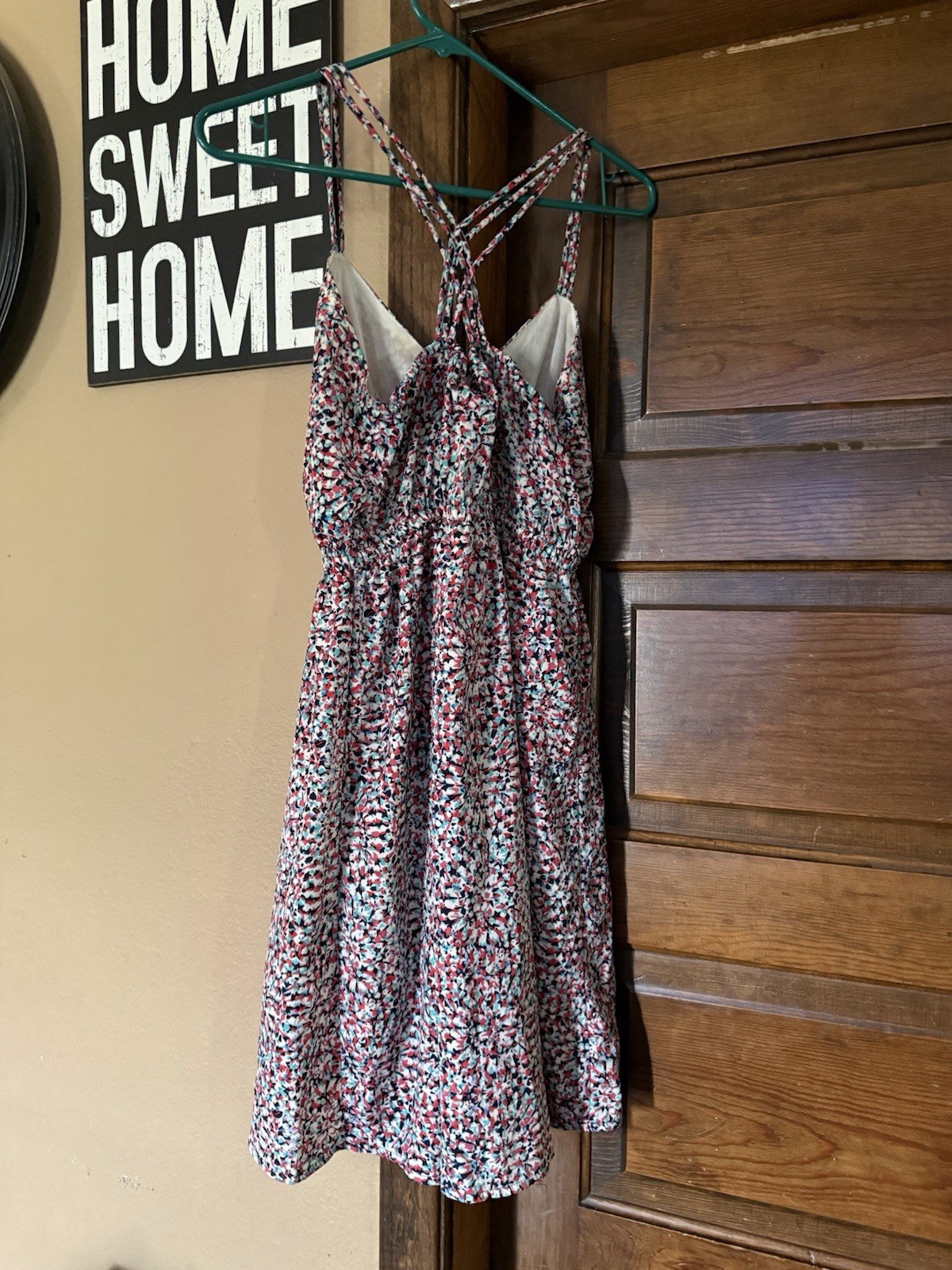 Lemongrass Multicolor Floral Woven Sundress V-Neck Spaghetti Strap Size M Poly