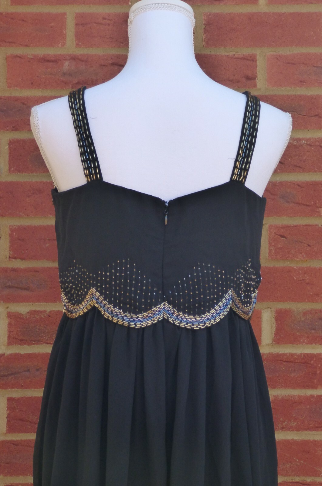 BNWT Womens Little Mistress Black Embellished Beaded Ballgown Prom Maxi Dress 12