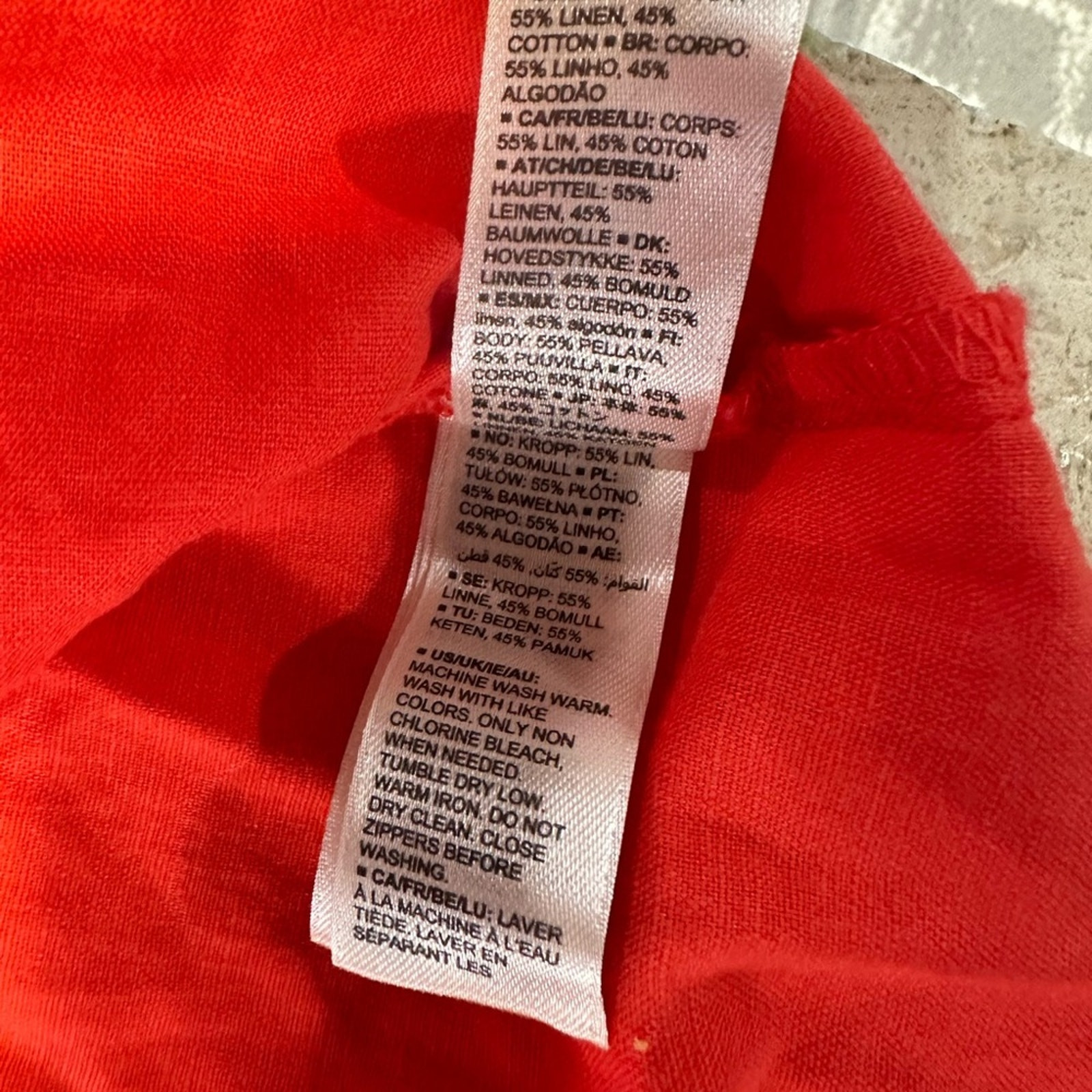 Goodthreads Womens Washed Linen Blend Flutter Sleeve Peasant Dress Coral XXL