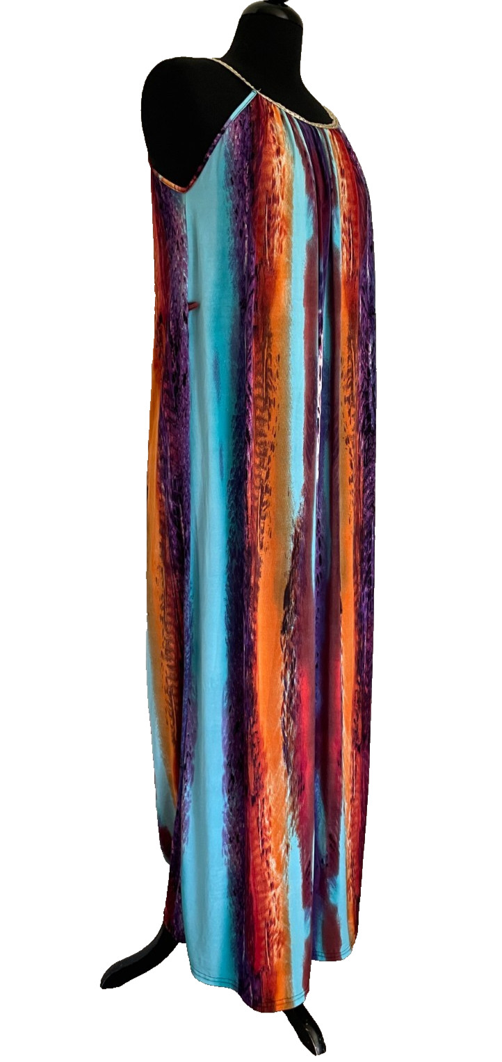 Women’s Gold Braided Strap Silk Blend Maxi Slip Dress Multicolored Size L