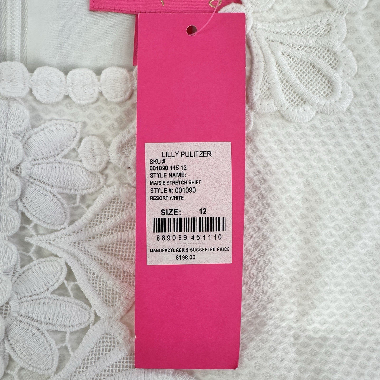Lilly Pulitzer Maisie Stretch Piqué Shift Dress Resort White Size 12 NWT /cb