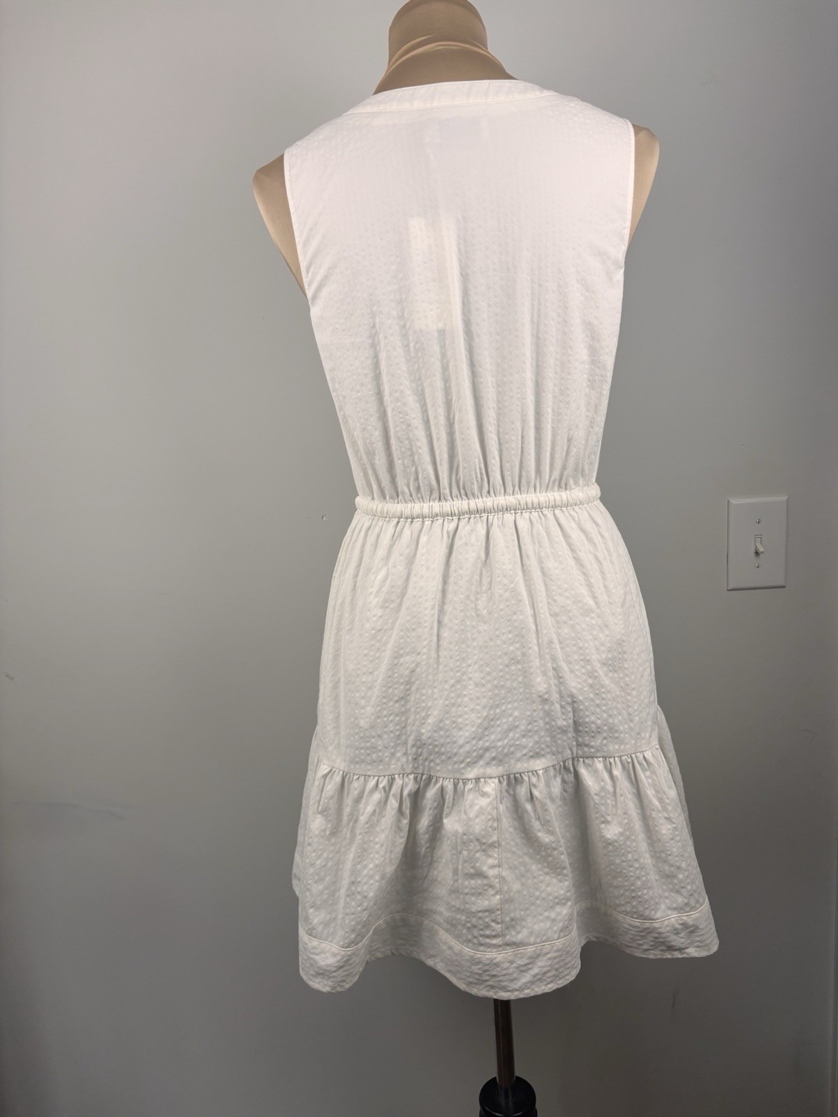 Vineyard Vines Performance Harbor Seersucker Tiered Dress White XS New Nautical