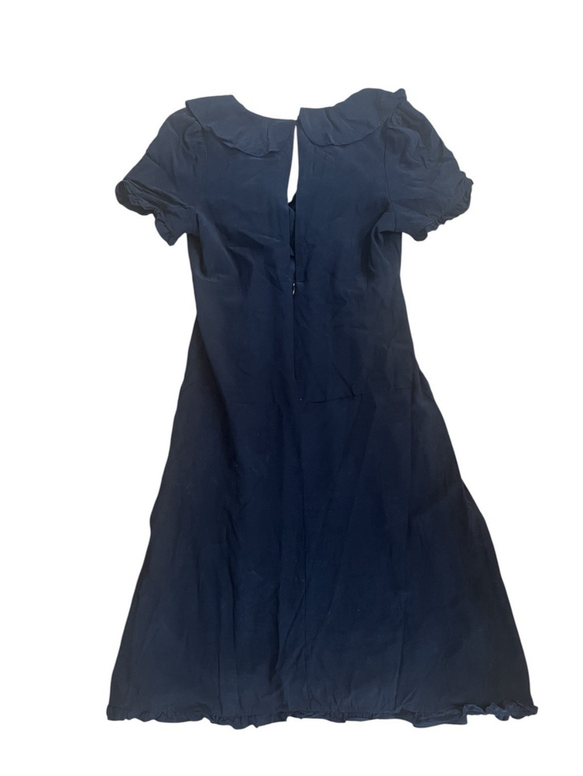 Emerson Fry Black Ruffle V-Neck Wrap Style Abella Long Lined Made in USA Dress L