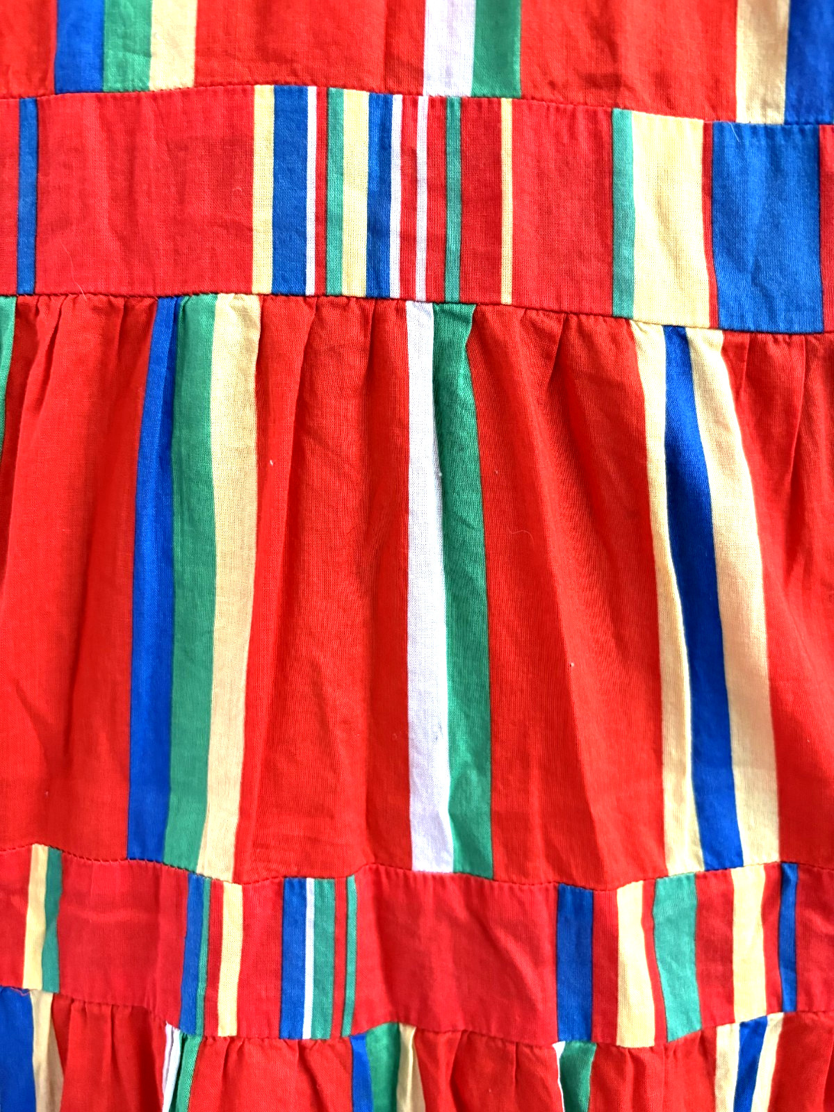 J Crew Red Multicolor Striped Tiered Cotton Maxi Dress V-Neck Boho Sundress Sz S