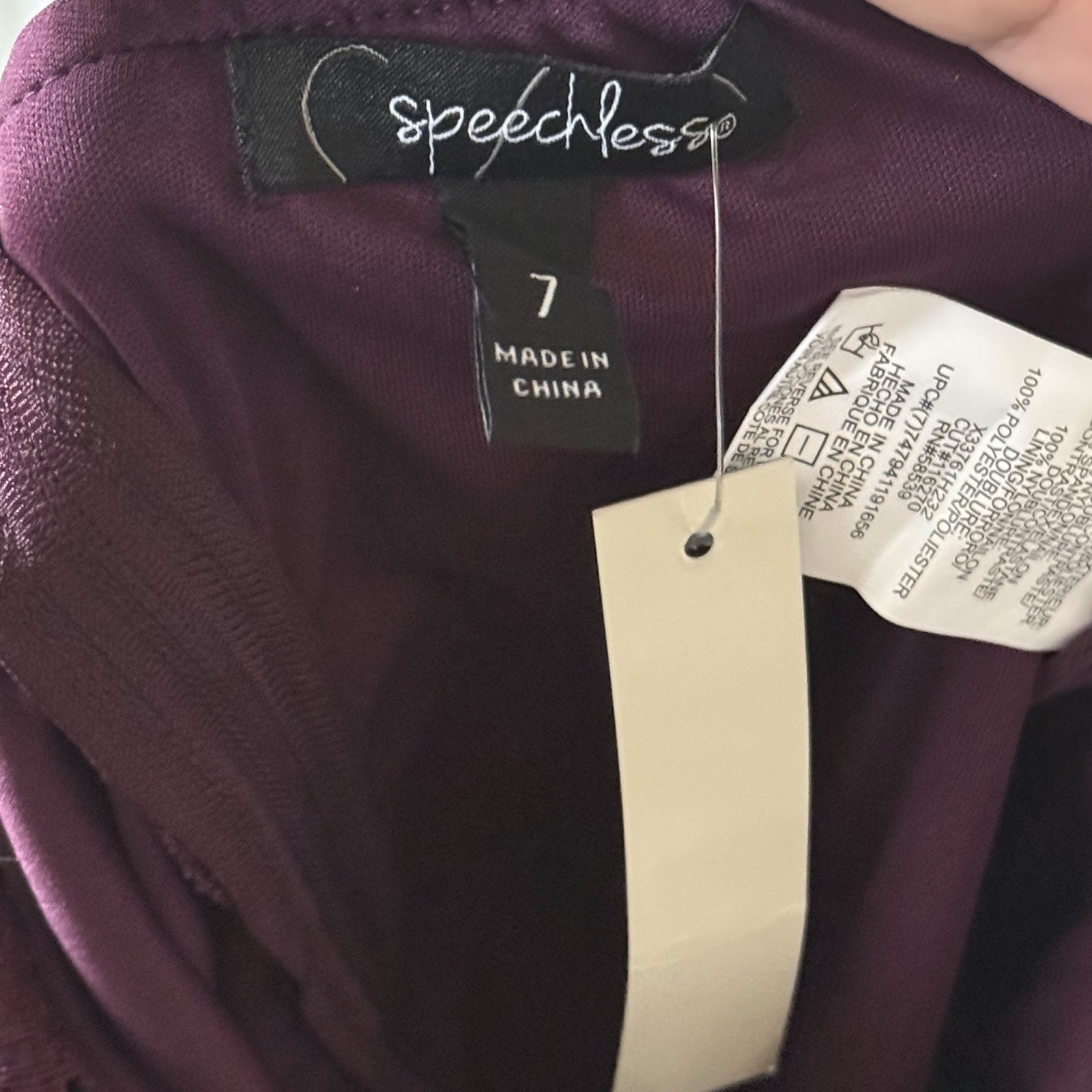 Speechless Sleeveless High Neck Sparkly Burgundy Purple Back Cutout Dress NWT
