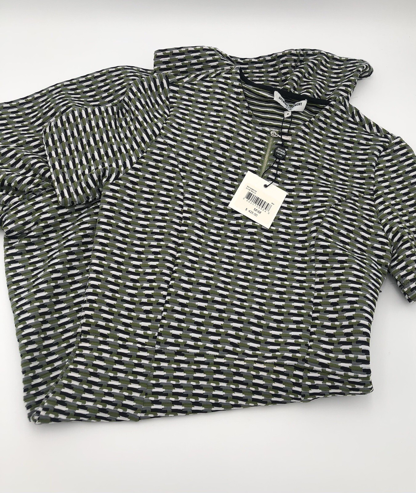 Opening Ceremony Size Medium Dress Multi Olive Short Sleeve Stretch NEW!