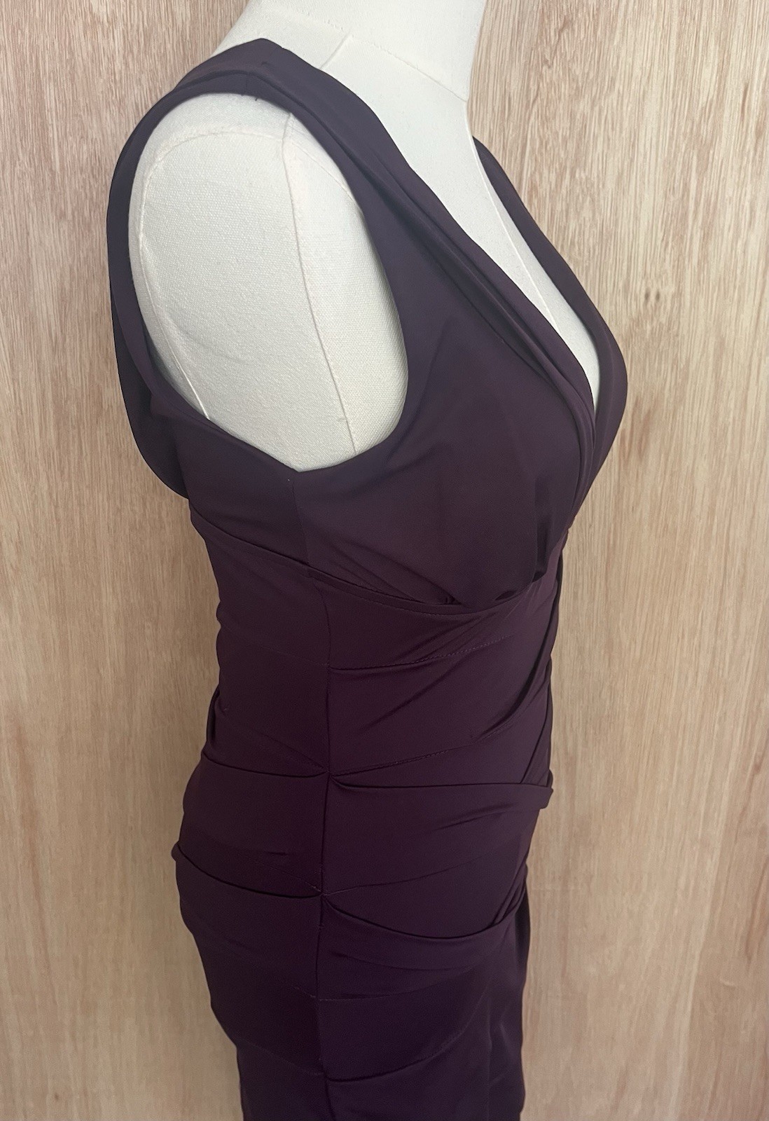 Forever Twenty One Purple V-Neck Sleeveless Ruched Sheath Dress S size S/P