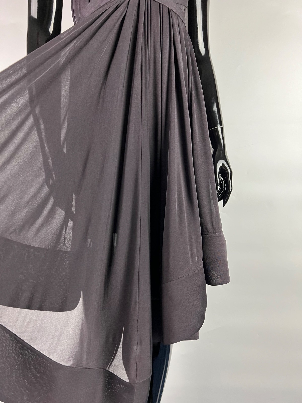 Celine Asymmetrical Sleeveless Belted Pleated Corset Dress Size S