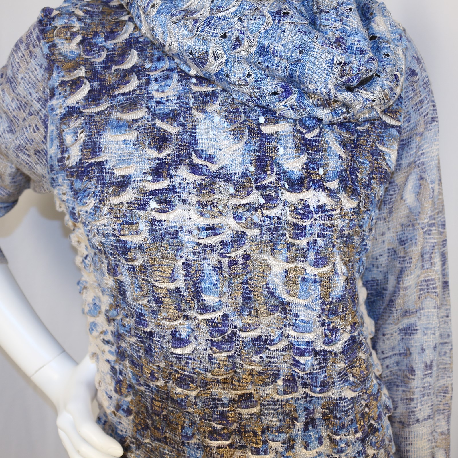 ALBERTO MAKALI Milano Blue Multicolor Acrylic Wool Women Sweater Dress Size L