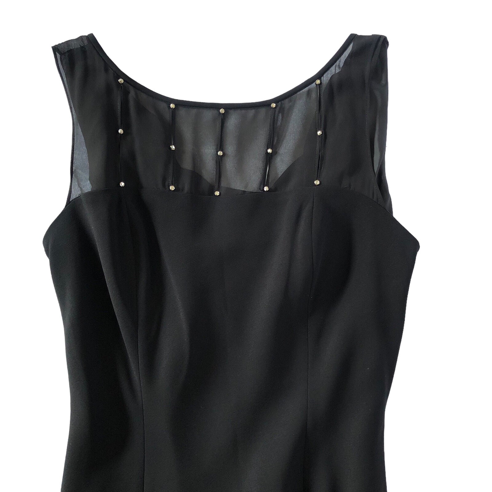 EVAN PICONE Dress 10 Black Sleeveless Rhinestones Draped Back Pullover NWT $99