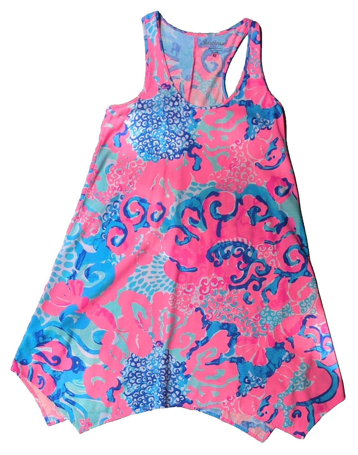 Lilly Pulitzer Melle Trapeze Dress S Coral Reef I’m So Jelly Beach Pima Cotton