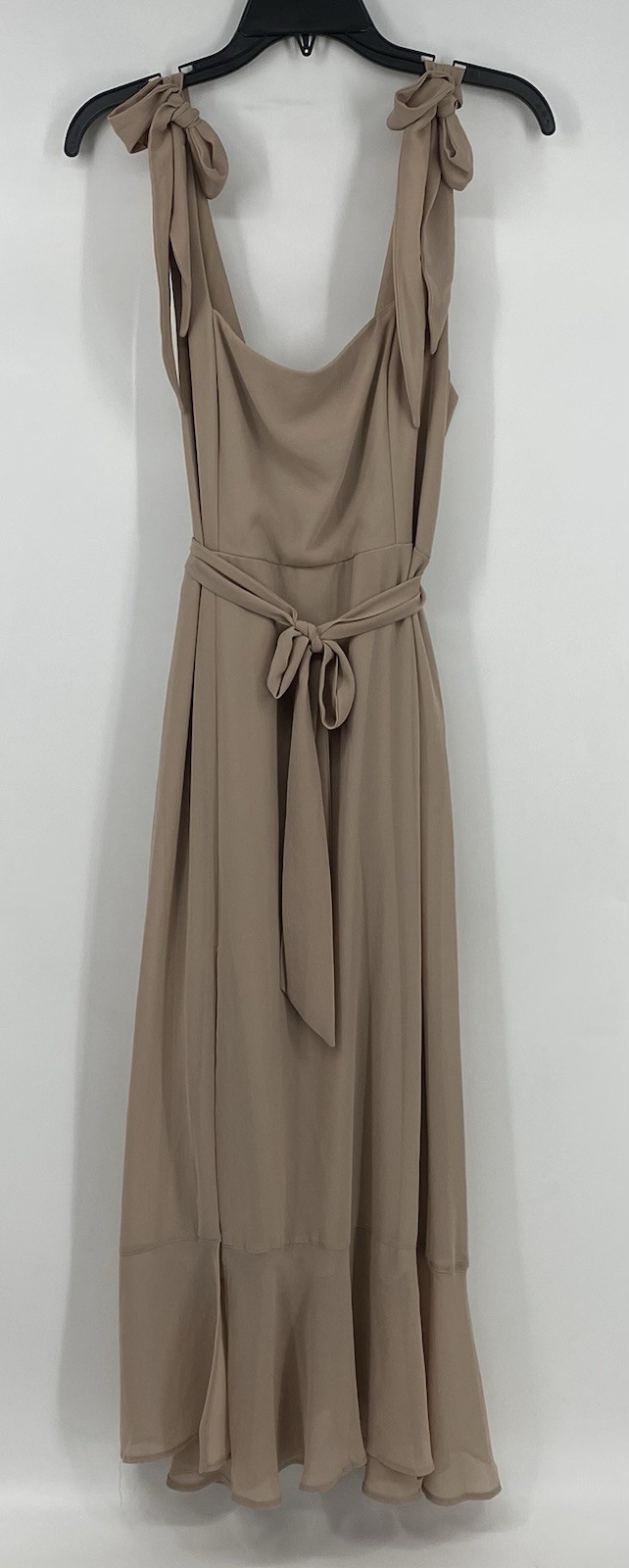 MuMu Preowned Womens Dress Maxi Gown Tan Large Sheer Layers Bridesmaid