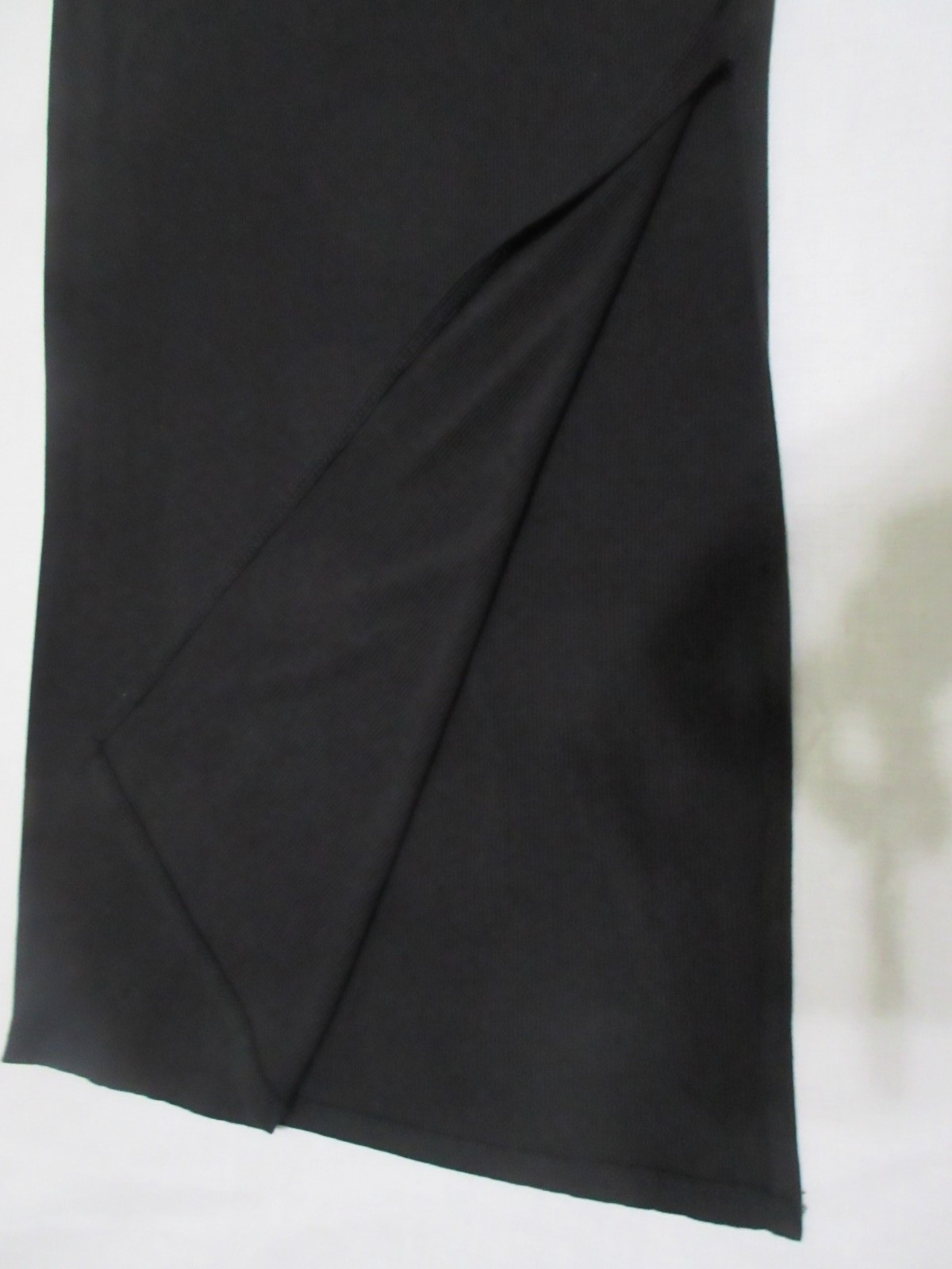 SYM – See You Monday, Vintage Black Ribbed Side Split Fitted Maxi Dress, Size LG