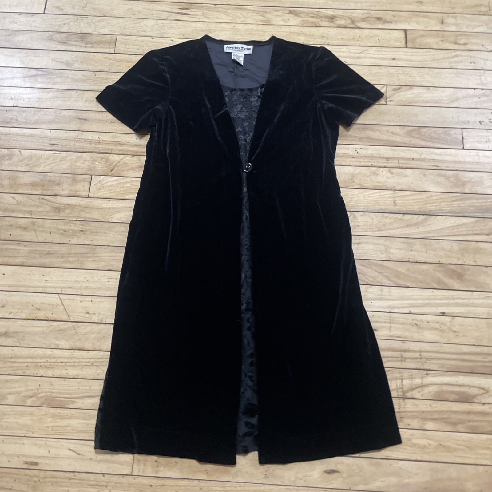 Another Thyme Dress Witchy Black Velvet women 14 Fairy WhimsyGoth vtg 90s Velour