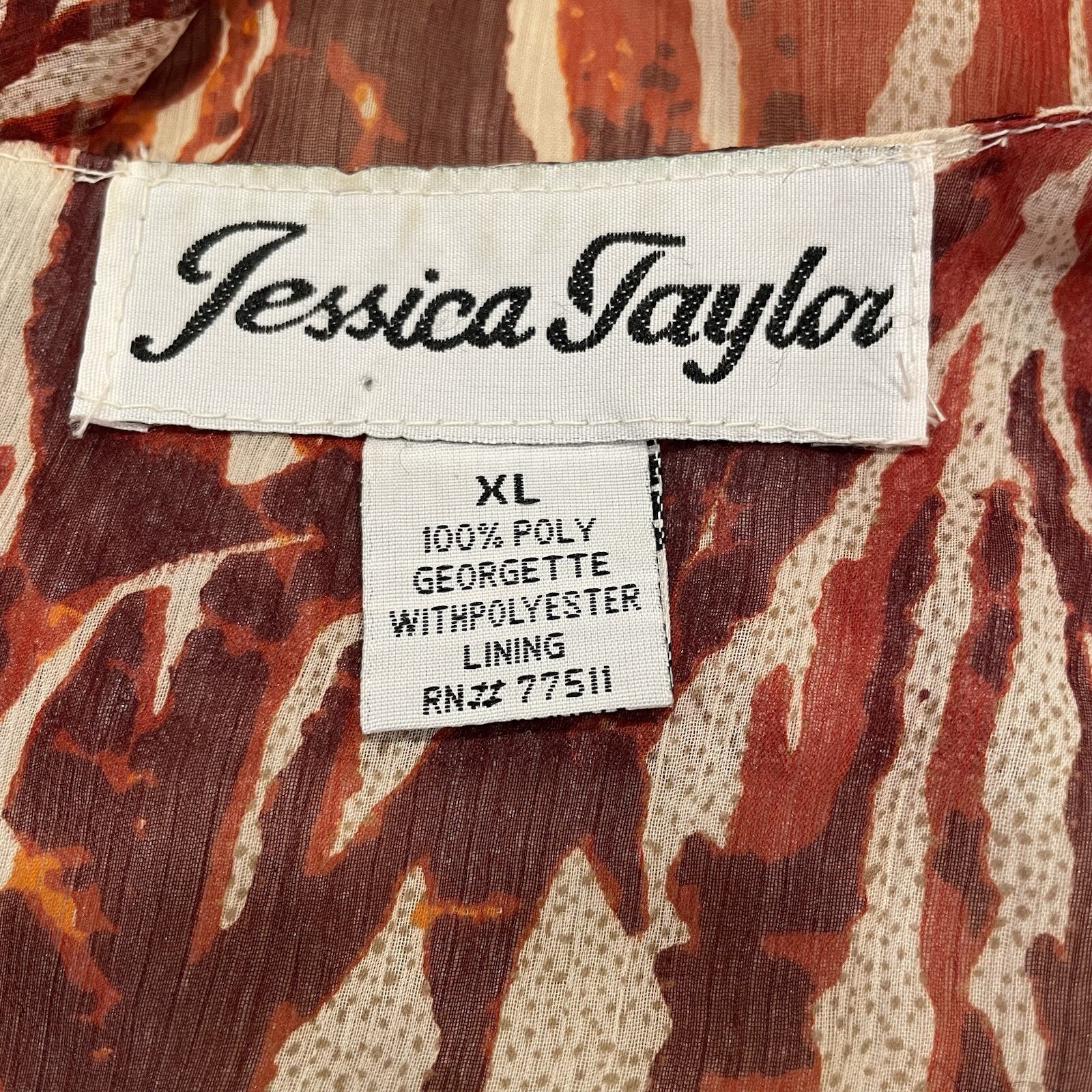 Jessica Taylor Maxi Dress Brown 2 pc Tier Chiffon XL Sleeves Boho Cruise Sheer