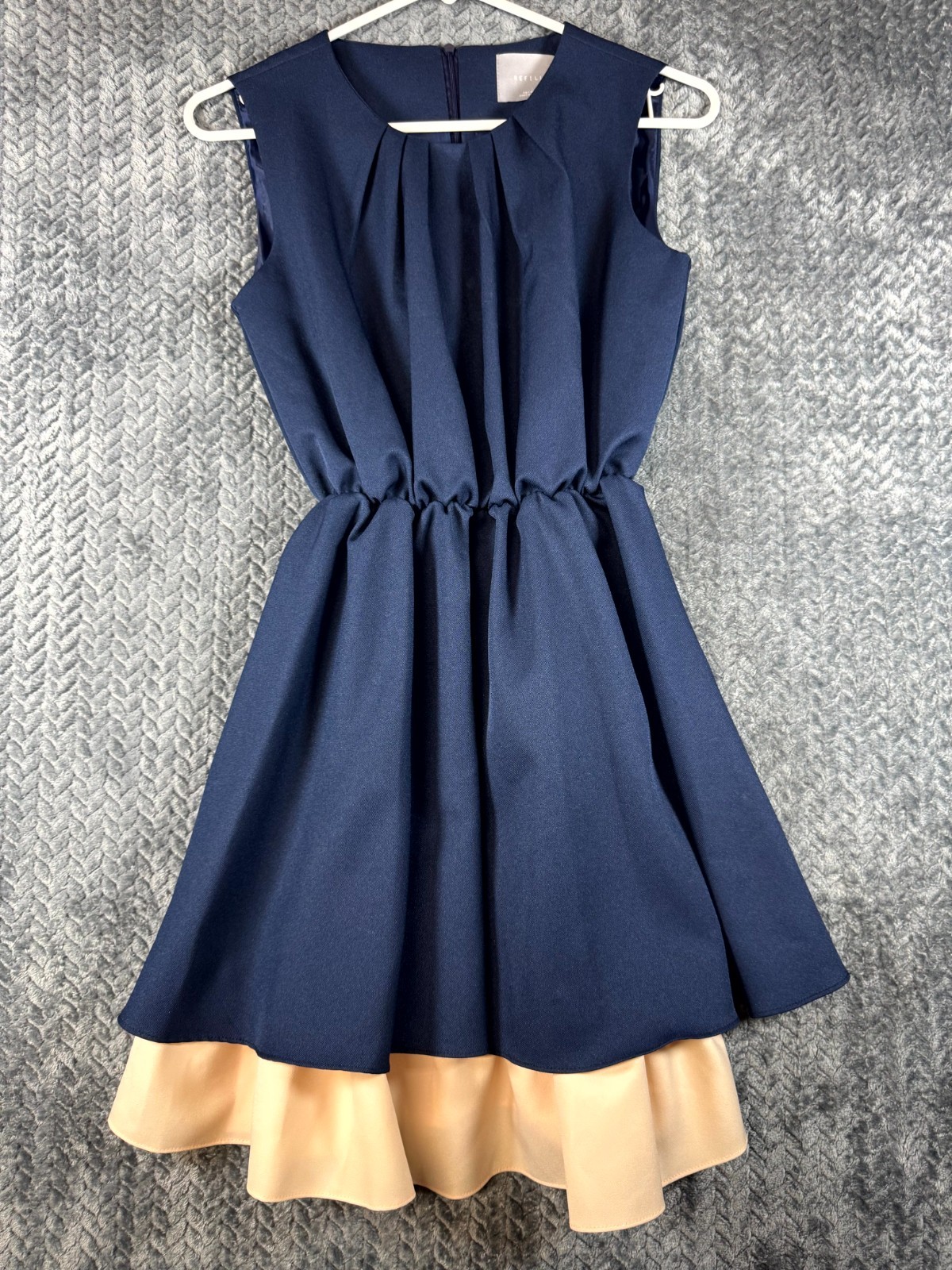 Refill A-Line Layered Dress Women’s Blue Peach Pleated Gathered Sleeveless