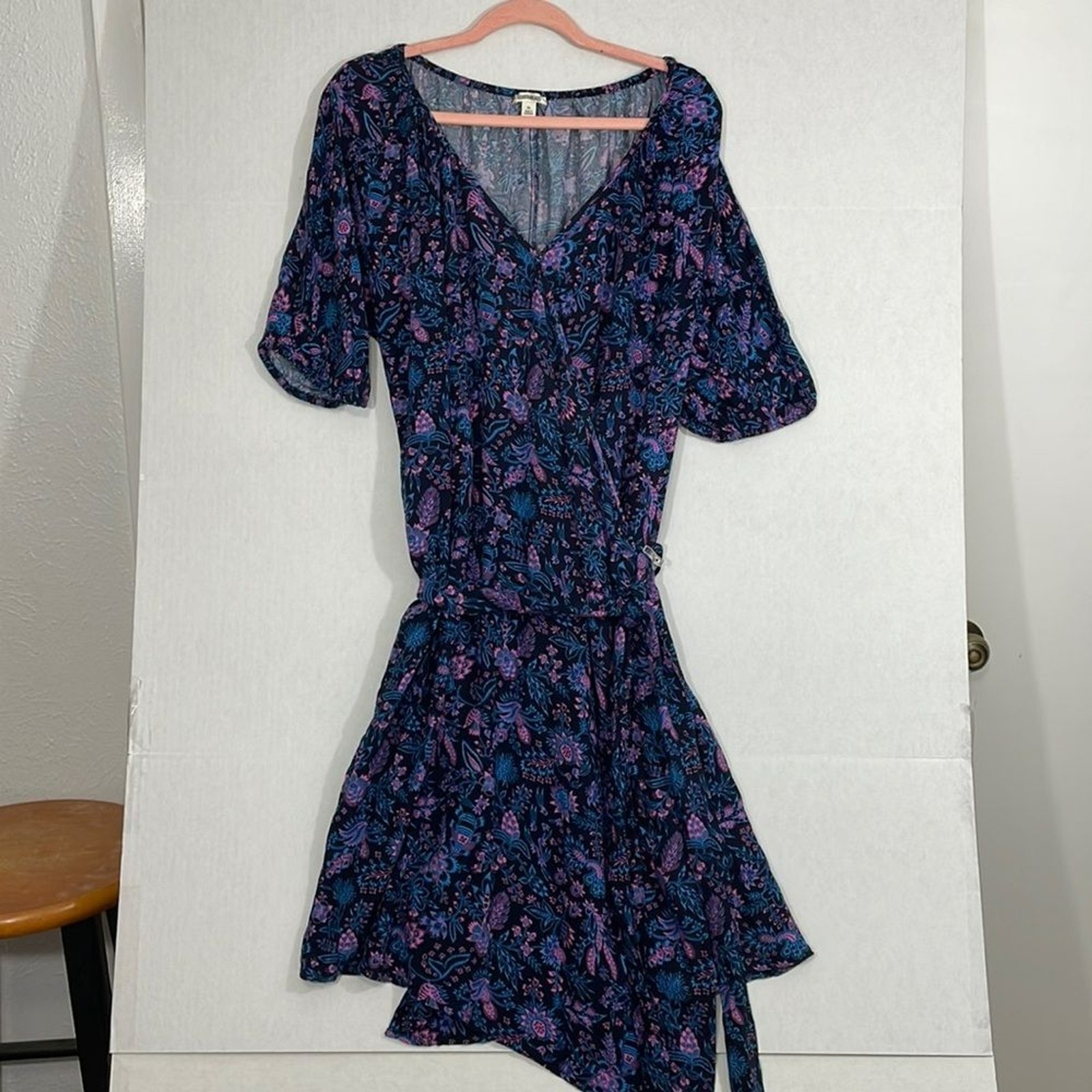 Goodthreads Wrap Dress with Pockets NWT Viscose, Multicolor Floral, XL