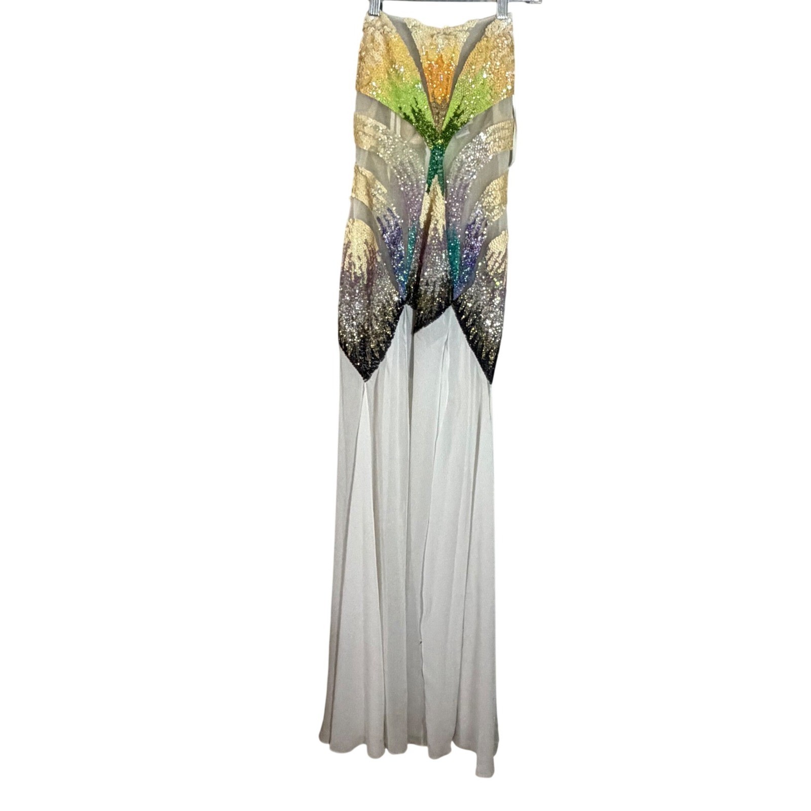 AING Fashion Butterfly Sequin Maxi Dress Y2K Fairycore Strapless Gown Womens 4