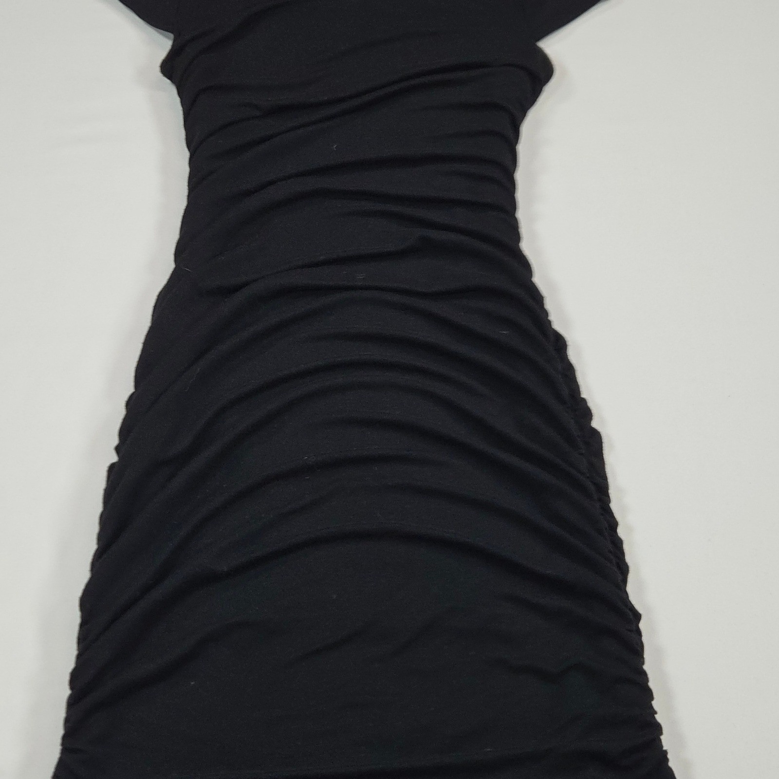 Deb Black Stretch Ruched Bodycon Mini Dress Women’s Small Y2K Whimsigoth