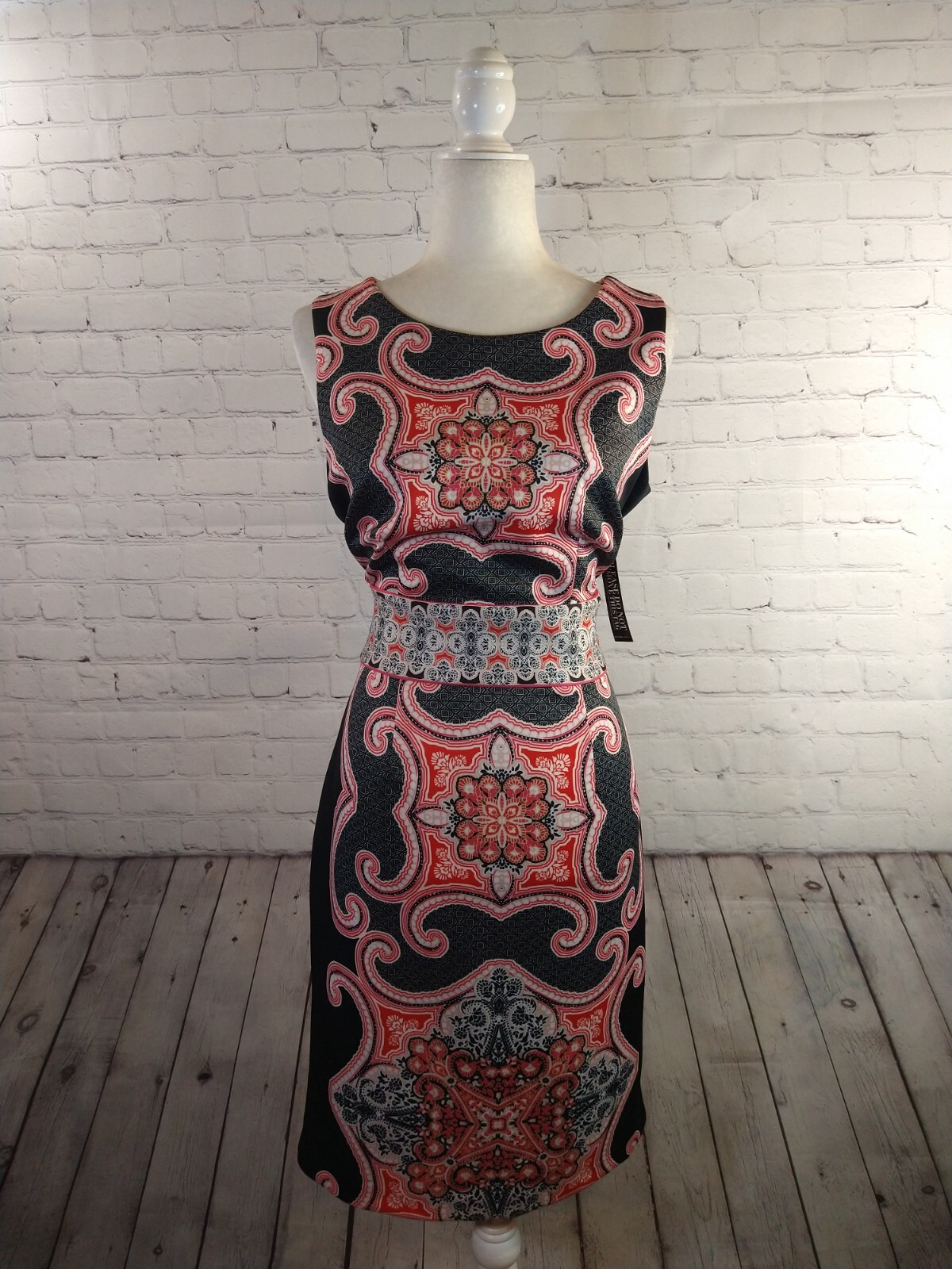 NWT black/white/pink print NEW YORK & COMPANY sheath dress – MED – MSRP $69.95