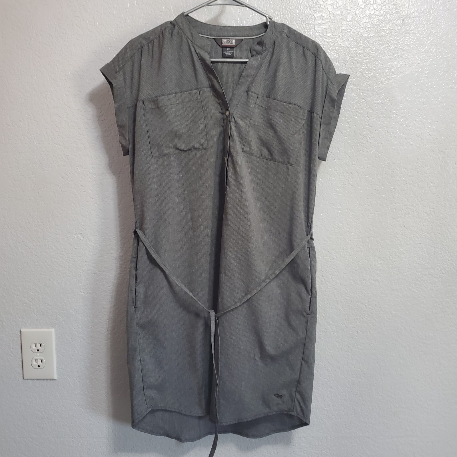 Outdoor Research Shirt Dress Women S Gray Christie Belted Pockets Athleisure