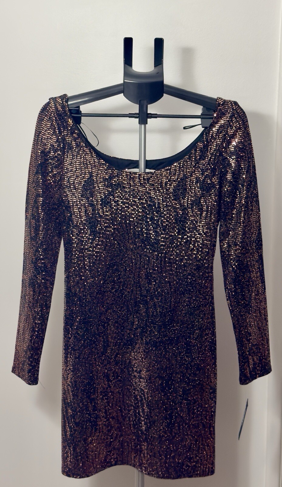 Jump Apparel Stretch Sequin Square Neck Dress
