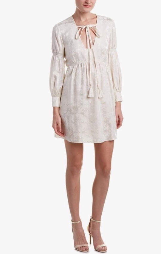 Women’s Cream Satin Mini Dress Small Bridal Shower Romantic Boho Chic