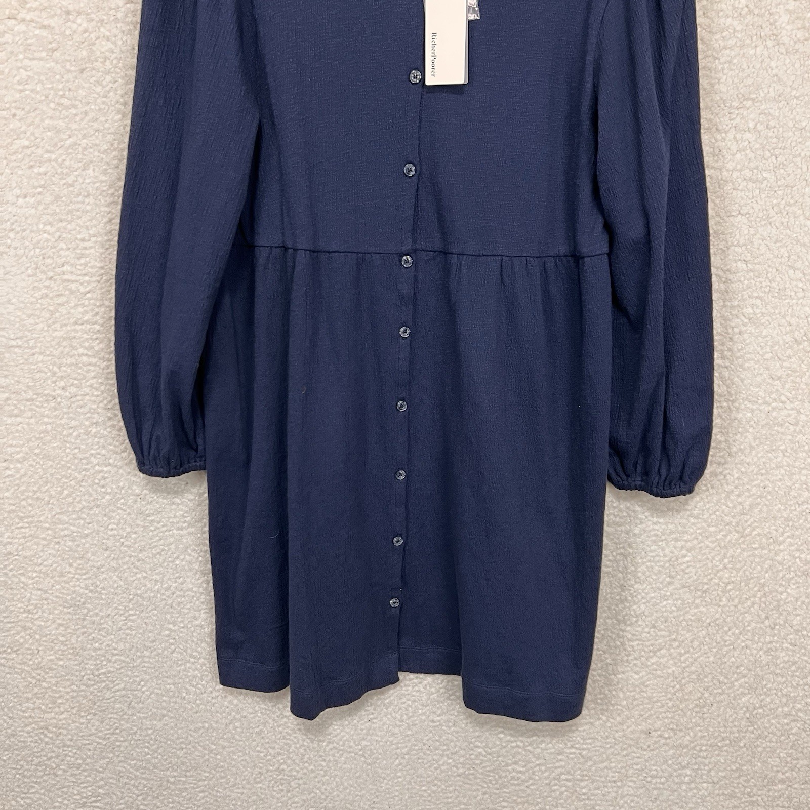 New Richer Poorer Cloud Weave Button Up Dress Womens M Blue Nights Relaxed