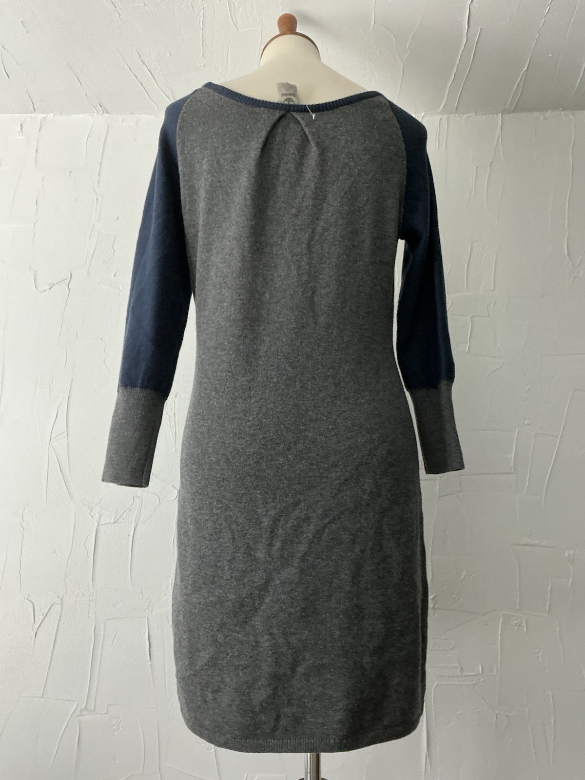 Timberland Original Sweater Dress M/ Slim Fit Gray/Navy Knit Short Wool/Cotton