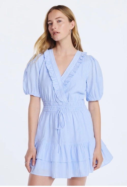 NWT Free Assembly Tiered Ruffle Mini Dress Short Puff Sleeves Women’s XS
