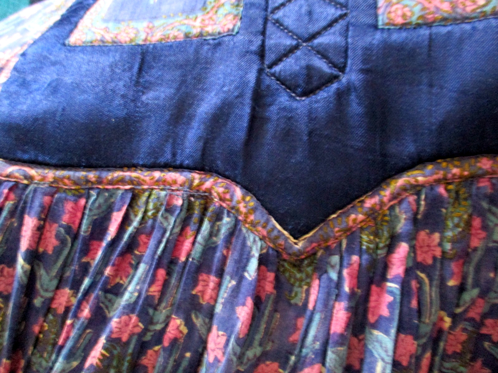 Vintage 70s Her Excellency INDIA Cotton Block Print Hippy Peasant DRESS S Women