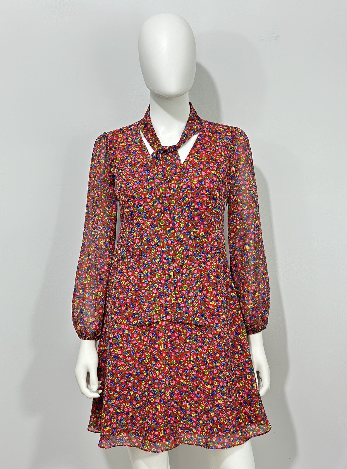 Boden Imogen Dress Womens UK 6P US 2P Red Blue Green Pink Floral Long Sleeve