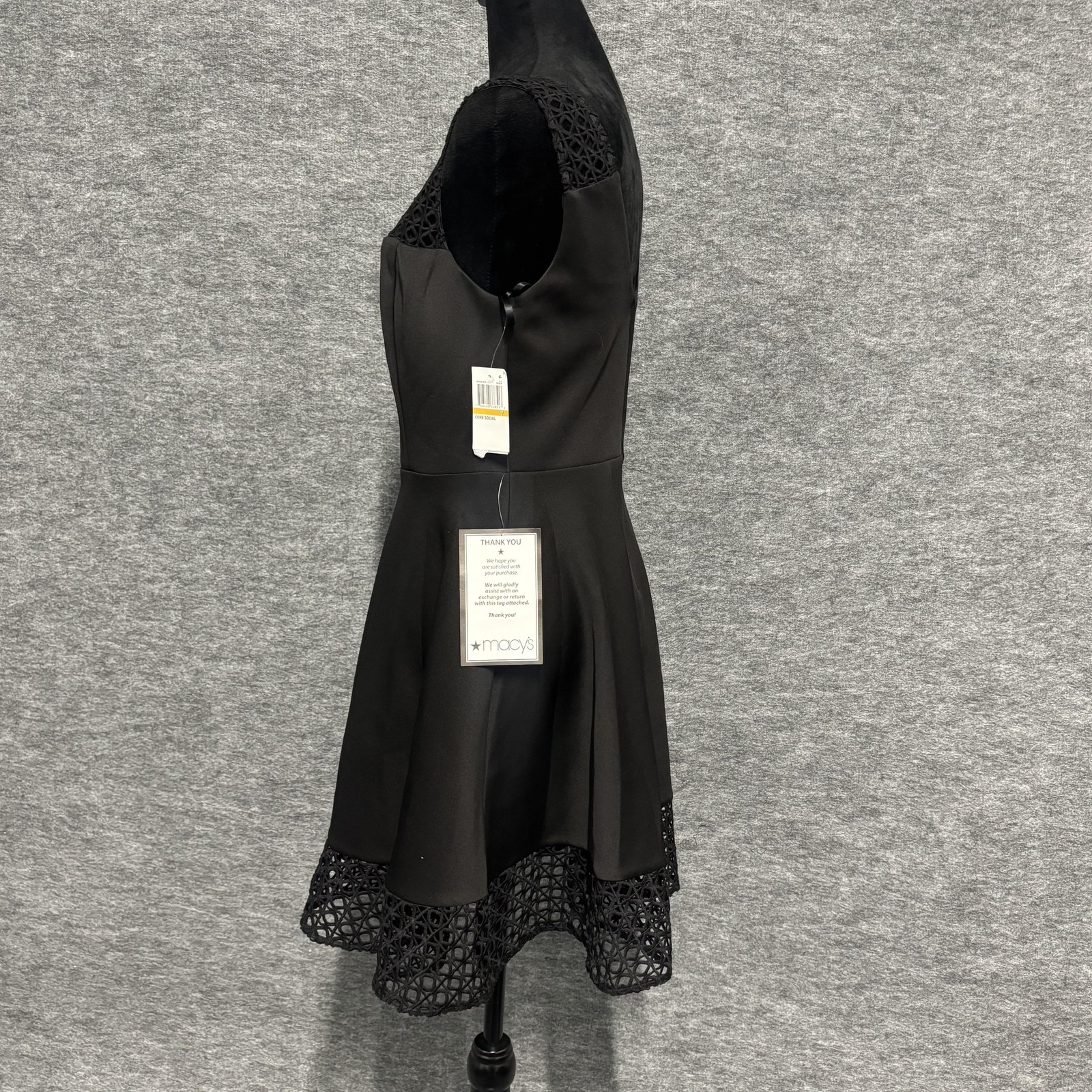 City Studio Dress Juniors 7 Black Crochet Fit & Flare Sleeveless Party Cocktail
