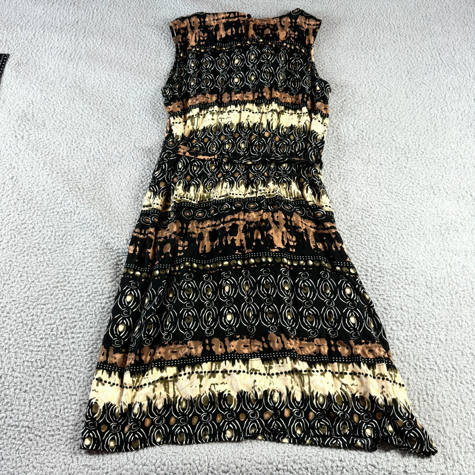 Elementz Multicolor Size L Boho Tribal Gothic Dark Rayon Drawstring Midi Dress