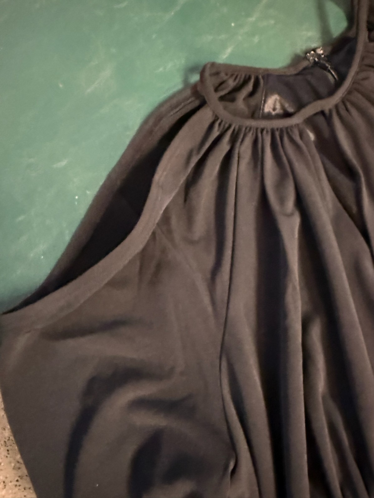 NWT Boston Proper Black Cold Shoulder Dress Size 6 Ruched Long Sleeve Stretch