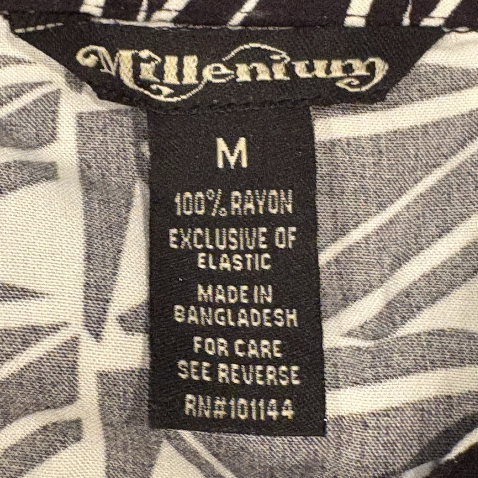 Millenium Black White Geometric Button Front Dress Size M Asymmetrical Hem EUC!!