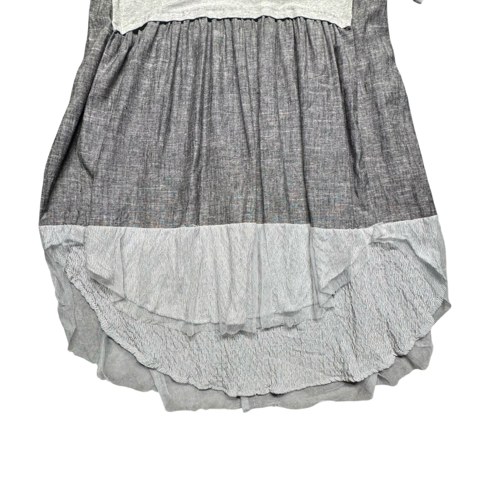 Gershon Bram Bottle Dress Linen Blend Gray Large Layered Colorblock Lagenlook