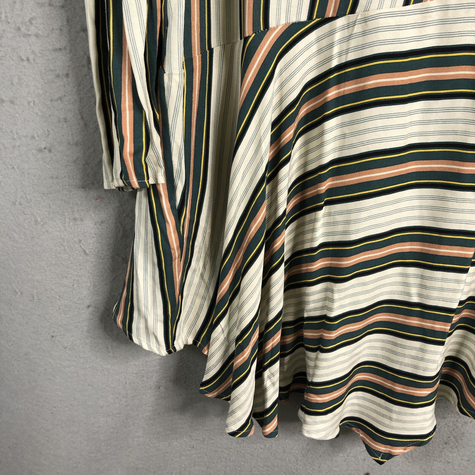 BCBGeneration Dress Womens Large Striped Drop Waist Rayon Retro Modern NEW