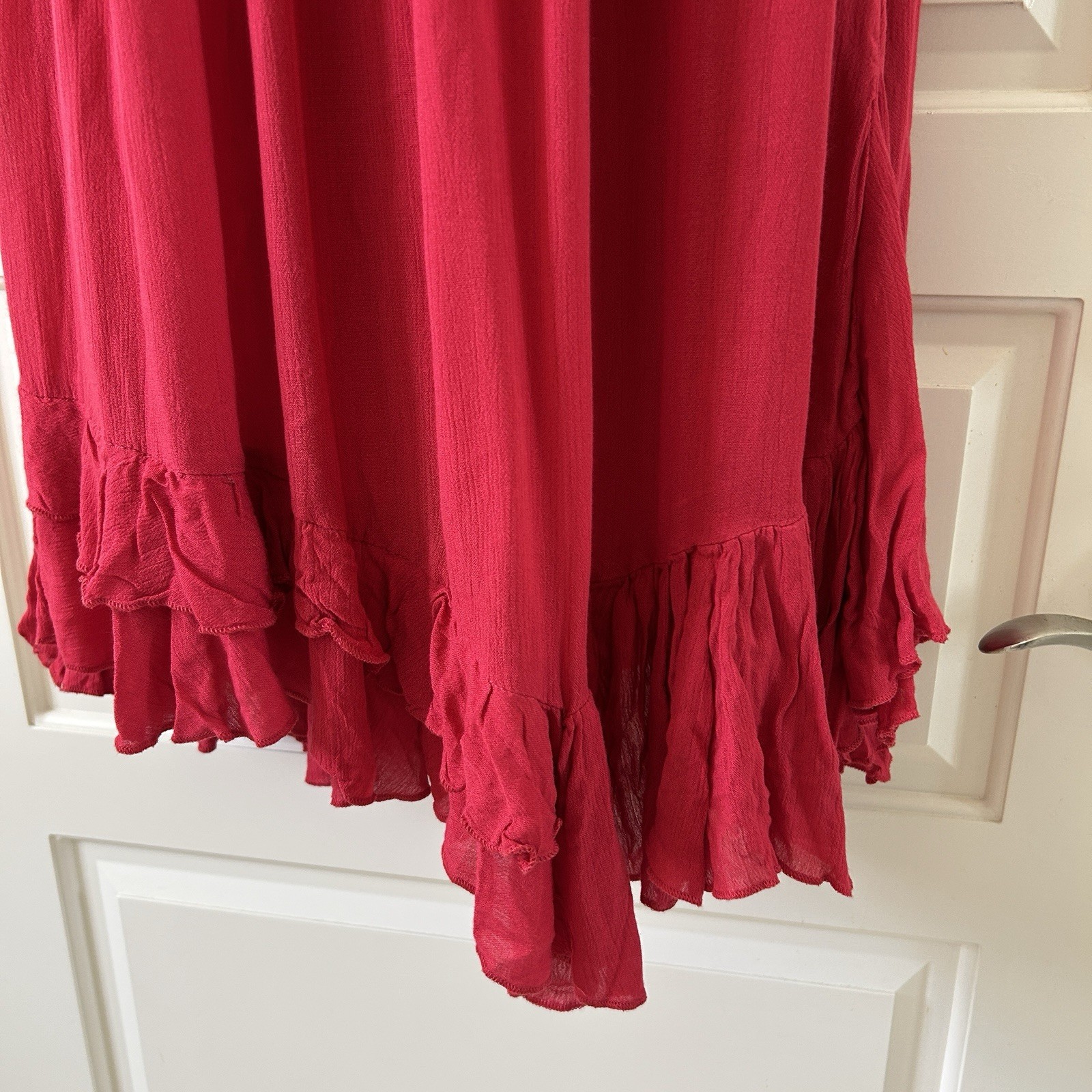 FREE PEOPLE “Adella” Maxi Slip Dress With Lace Top, Bright Red, Size XS, NEW