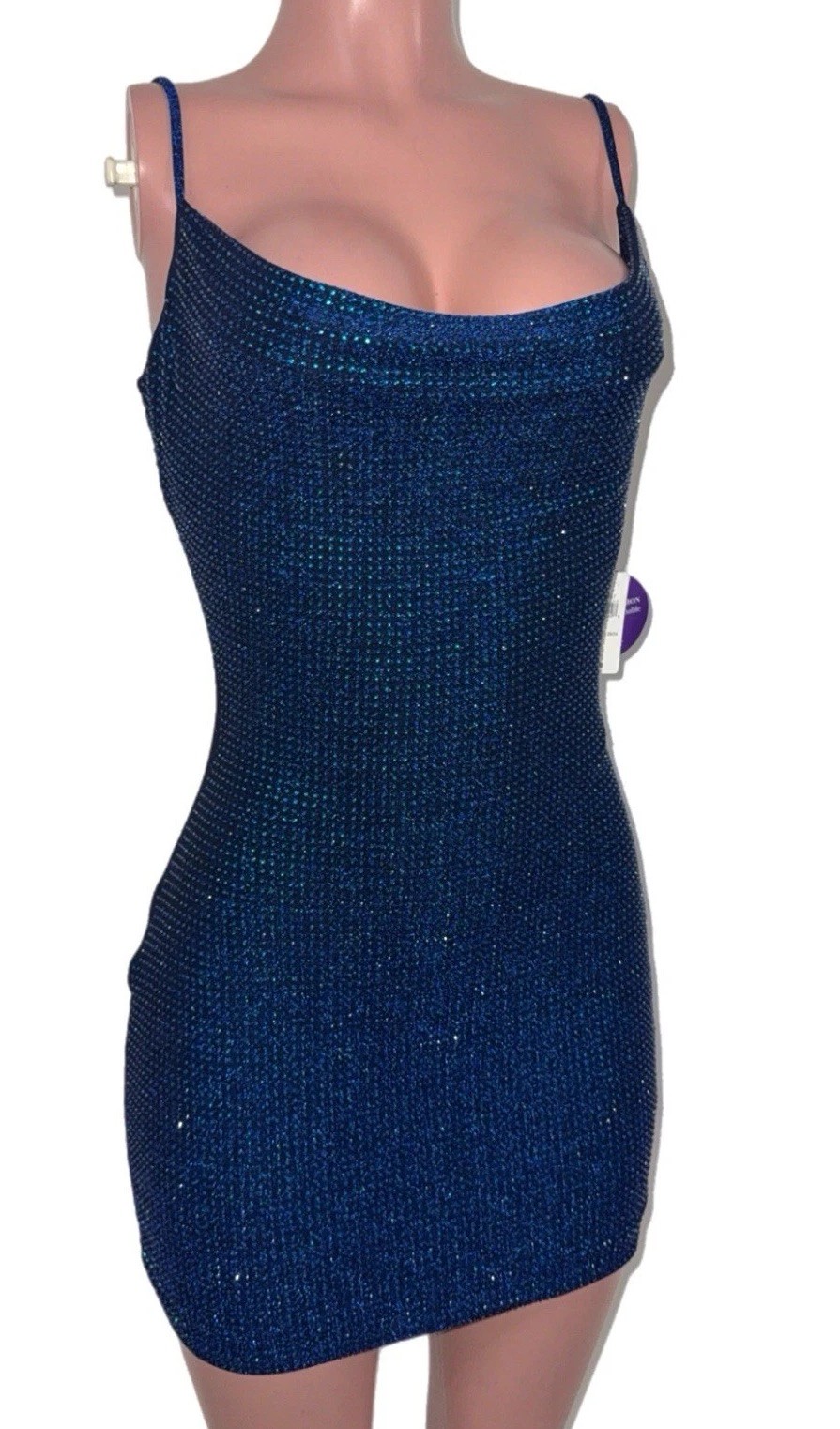 Windsor L Royal Blue Rhinestone Club Dance Party Dress NWT Prom Cocktails Date