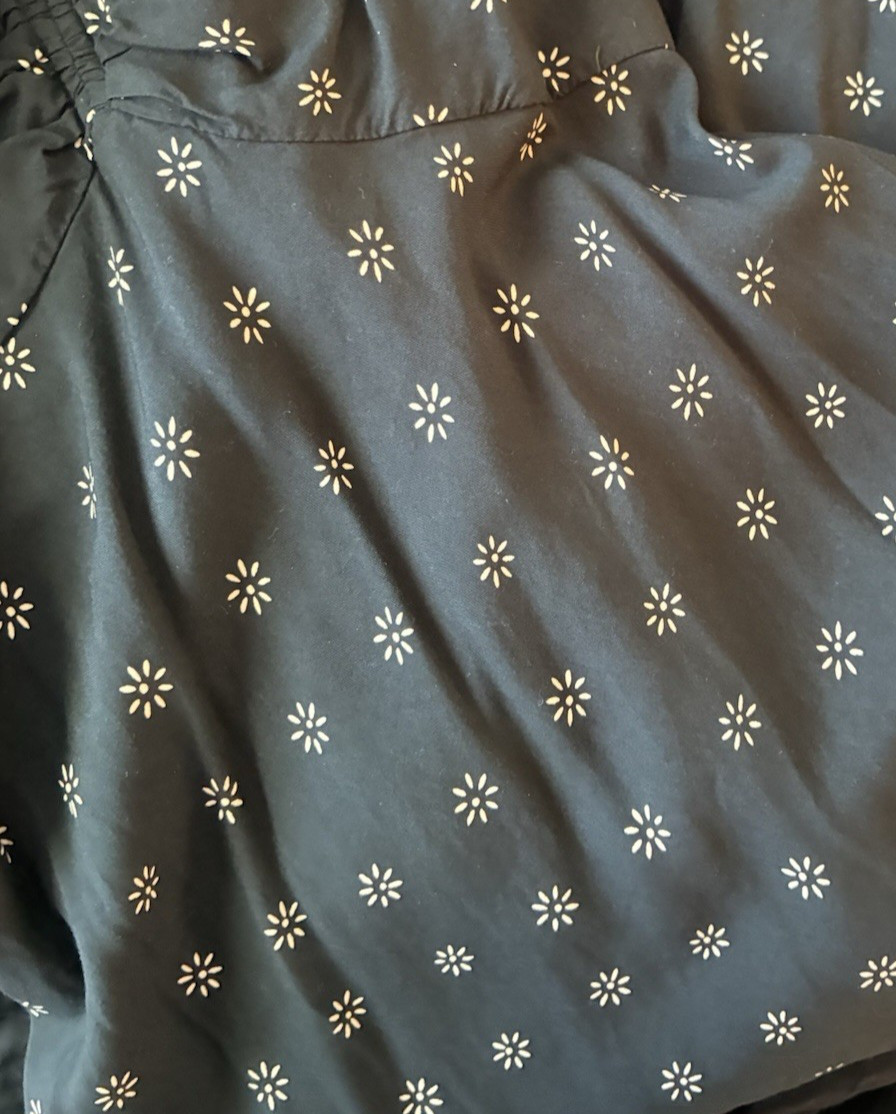 Madewell Puffed Sleeve Midi Dress Back Stardot Print sz 0 Sweetheart Neck Nice!