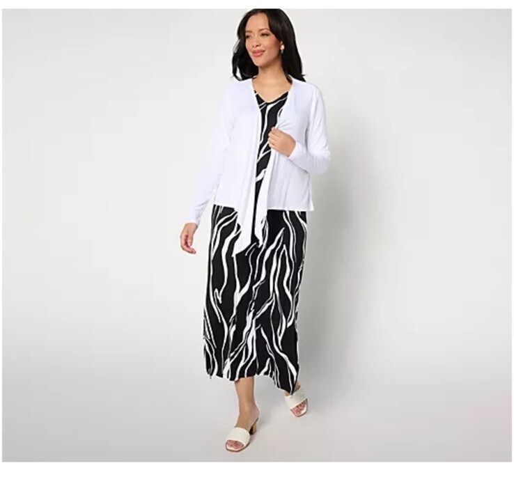 Belle By Kim Gravel Better Together Dress And Shrug Size PXXS Black White