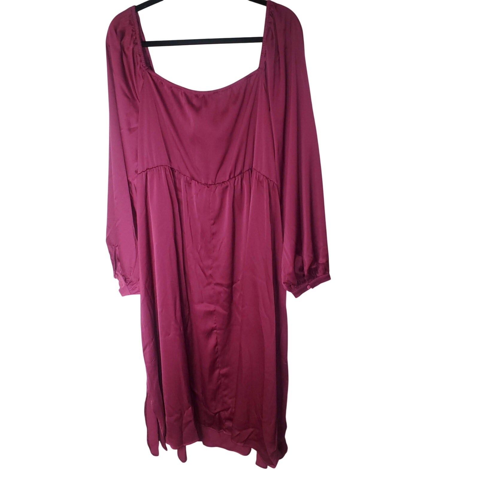 BloomChic Aubergine Purple Ruffle Neck Midi Dress Side Slit Plus 18/20 NWT