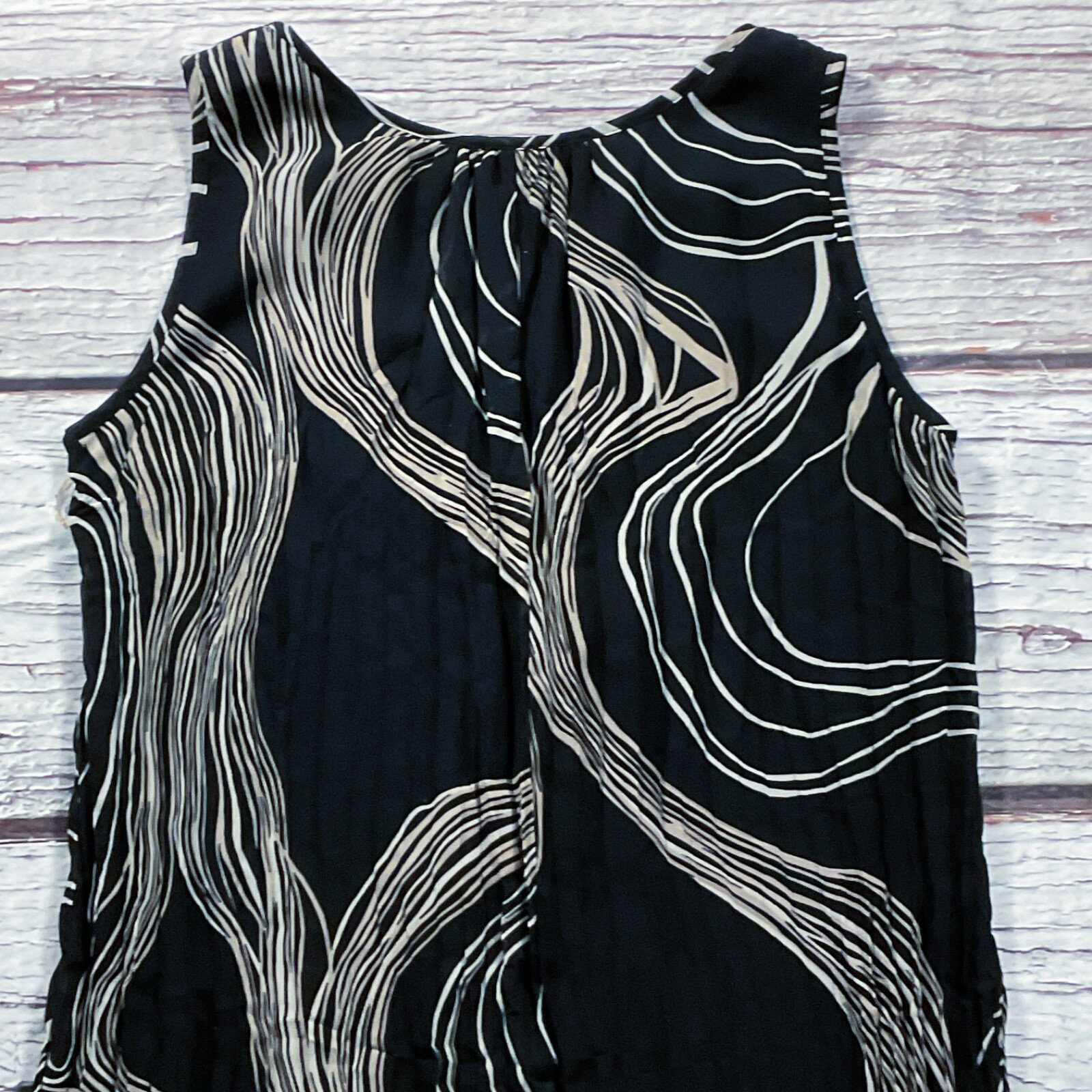 Kasper Womens Dress size Small Black Tan Pullover Pleated A-Line Tank Lined
