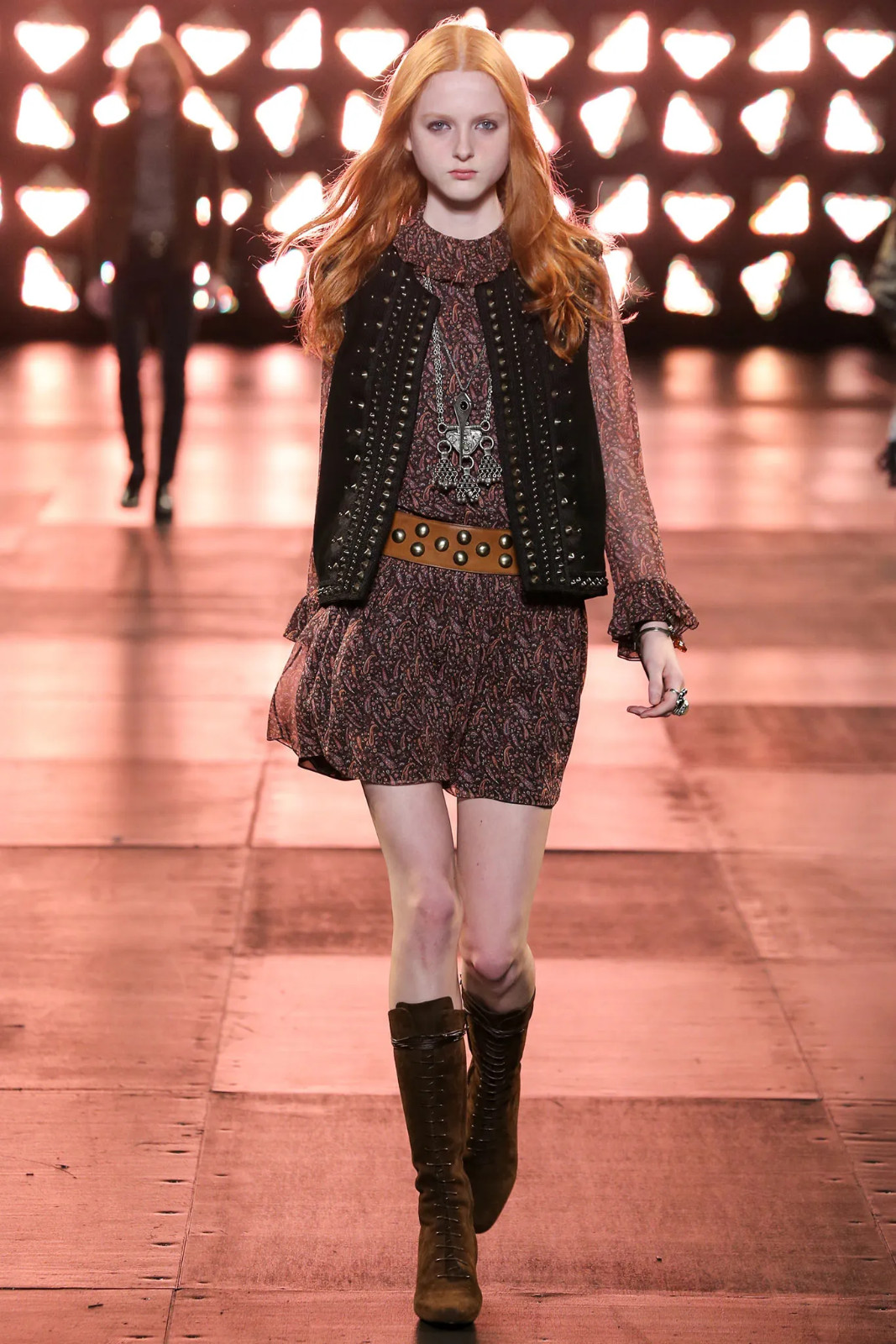 2015 Saint Laurent by HEDI SLIMANE Paisley Silk Chiffon Mini Dress FR40, Resort